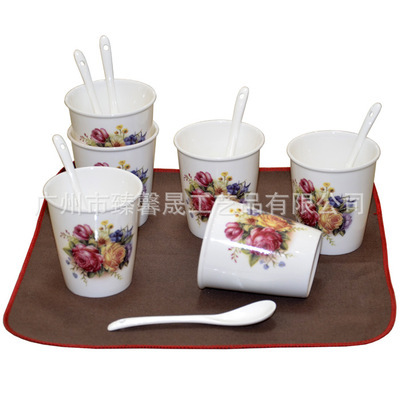 廠家直銷六杯六勺茶具 商務禮品優選，花卉圖案典雅促銷